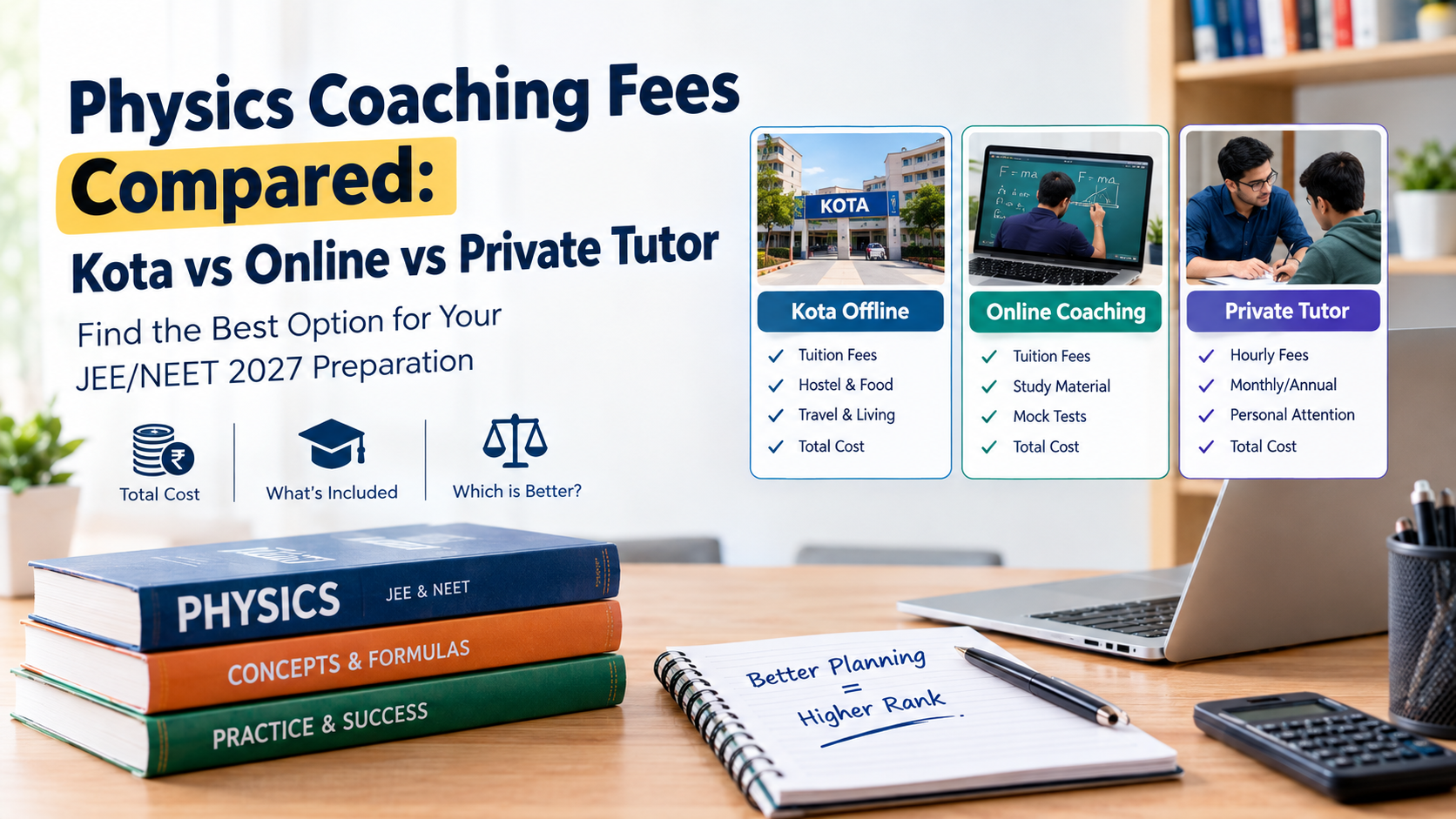 Physics Coaching Fees 2027: Kota vs Online vs Private Tutor